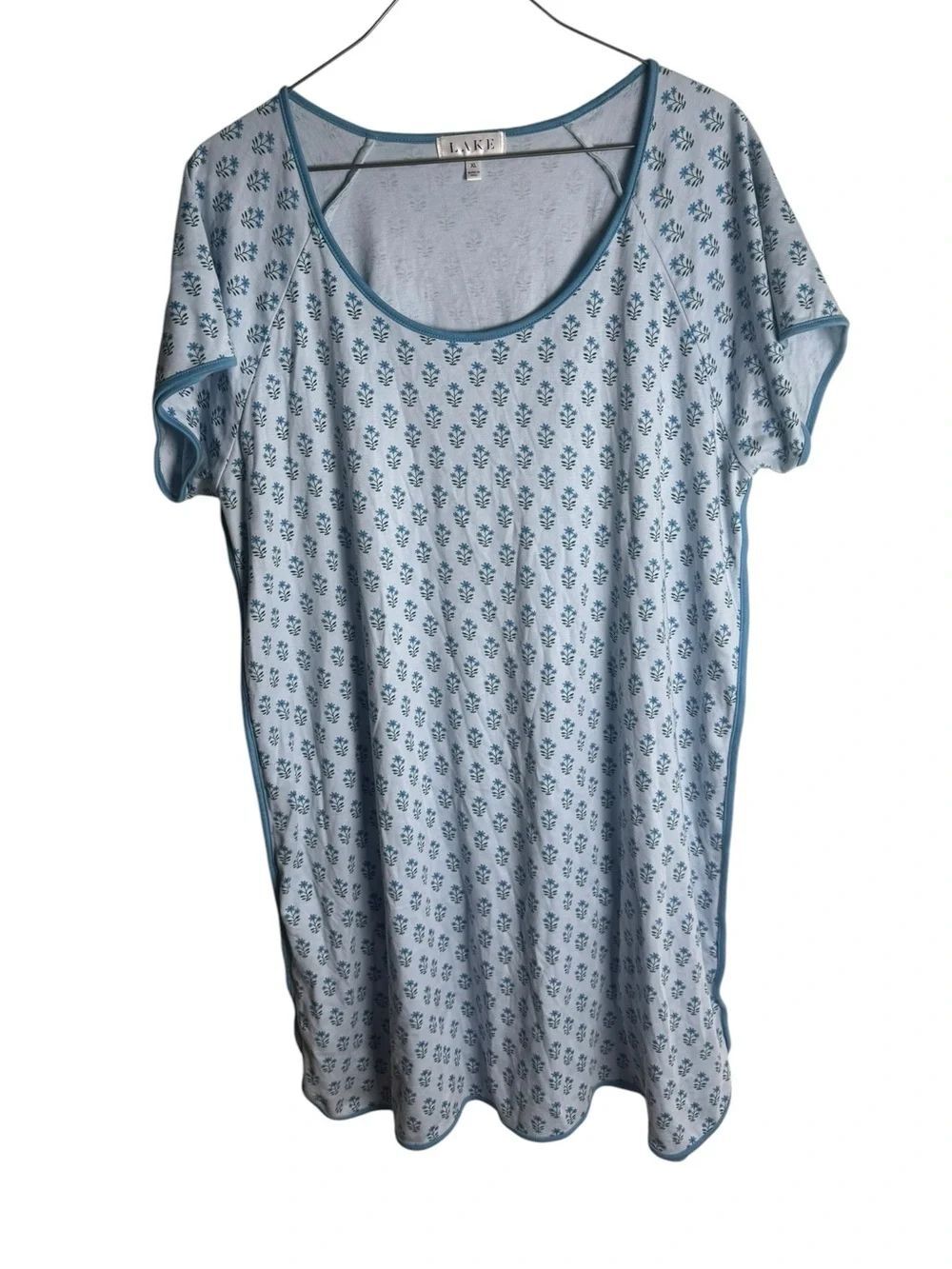 Lake Pima Cotton Nightgown in Polar Posy Blue Floral XL